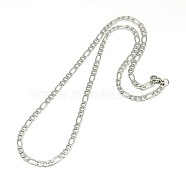 304 Stainless Steel Figaro Chain Necklace Making, Stainless Steel Color, 17.72 inch~17.91 inch(45cm~45.5cm), 4mm(STAS-A028-N025P)