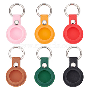 AHADEMAKER 6Pcs 6 Colors Portable TPU Leather Protector Cover, with Window & Alloy Spring Gate Ring, for Car Key, GPS, Mixed Color, 8.6cm, 1pc/color(AJEW-GA0005-10)