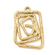 Ion Plating(IP) 304 Stainless Steel Pendants, Rectangle Charm, Golden, 28x19x1.8mm, Hole: 1.8mm(STAS-D084-10G)