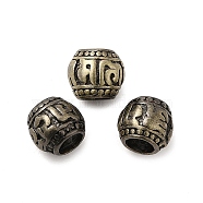 Tibetan Style Rack Plating Brass European Beads, Long-Lasting Plated, Large Hole Beads, Rondelle with Six Character Mantra, Brushed Antique Bronze, 8x7mm, Hole: 4.5mm(KK-Q805-35AB)