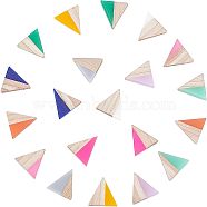 Resin & Wood Cabochons, Triangle, Mixed Color, 15x14.5x3mm, 2pcs/color, 20pcs/box(CRES-FH0001-03)