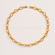Stainless Steel Oval Link Chain Necklacces, Golden, 17.72 inch(45cm)(MF4965-1)