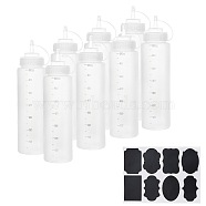 Plastic Squeeze Bottles & Chalkboard Sticker Labels Kits, with Twist On Cap Lids and Discrete Measurements, for Ketchup, Sauces, Paint, White, 6.8x26cm, Capacity: 680ml, 8pcs/set(TOOL-PH0017-39)