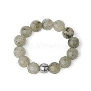 4MM Round Natural Labradorite Beaded Stretch Rings, European and American Style(VM0712-3)