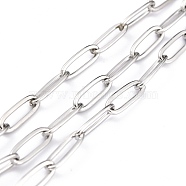 304 Stainless Steel Paperclip Chains, Soldered, with spool, Stainless Steel Color, Link: 12x4x1mm, about 32.8 Feet(10m)/roll(CHS-O010-03P)