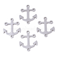 201 Stainless Steel Links connectors, Laser Cut, Anchor, Stainless Steel Color, 19.5x16x1mm, Hole: 1.4mm(STAS-R104-052P)