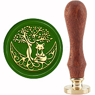 Brass Wax Seal Stamp with Handle, for DIY Scrapbooking, Tree of Life Pattern, 3.5x1.18 inch(8.9x3cm)(AJEW-WH0184-0601)