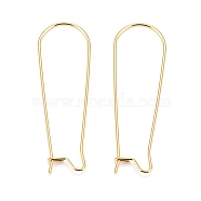 316 Surgical Stainless Steel Hoop Earring Findings, Kidney Ear Wires, Real 18k Gold Plated, 10 Gauge, 39x13x2.5mm, Pin: 0.7mm(STAS-A056-12G-D)