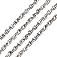 304 Stainless Steel Cable Chains, Unwelded, Oval, Stainless Steel Color, 6x4.5x1.2mm(X-CHS-R009-11)