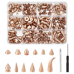 WADORN 120Pcs 12 Styles Alloy Rivets Sets, Mixed Shapes, with Steel Screwdriver and Alloy Leather Tools, Golden, 9~20x6~9mm, 10pcs/style(FIND-WR0011-56G)