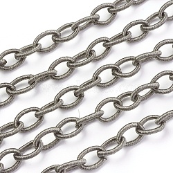 Handmade Nylon Cable Chains Loop, Oval, Gray, 8~9x11~13x2mm, about 85cm/strand, 33.5 inch(EC-A001-40)