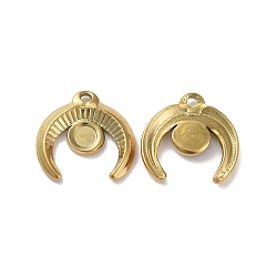 Ion Plating(IP) 304 Stainless Steel Pendant Cabochon Settings, Horn, Golden, Tray: 3.7mm, 16.5x17x2.5mm, Hole: 1.5mm(STAS-P324-33G)
