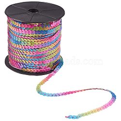 PET Plastic Paillette Beads, Sequins Roll, with Glitter Powder and Spool, Ornament Accessories, Flat Round, Colorful, 6mm, about 100yards/roll(PVC-PH0001-17)