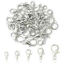 50Pcs 5 Styles Zinc Alloy Lobster Claw Clasps, Parrot Trigger Clasps, Jewelry Making Findings, Platinum, 10~21x6~12mm, Hole: 1~2mm, 10pcs/style(FIND-YW0003-96P)