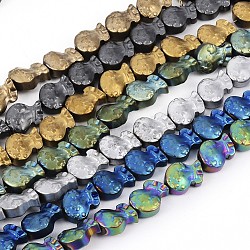 Vacuum Plating Non-magnetic Synthetic Hematite Beads Strands, Frosted, Purse, Mixed Color, 9x7x4.5mm, Hole: 1mm, about 44pcs/Strand, 15.75 inch(40cm)(G-F682-18-F)