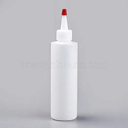Plastic Glue Bottles, Bottle Caps Through-hole, White, 4.5x18.5cm, capacity: 180ml(DIY-WH0053-01-180ml)