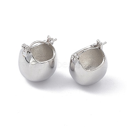 Brass Round Dome Hoop Earrings for Women, Platinum, 18.5x17x13.5mm, Pin: 0.7mm(EJEW-P215-02P)