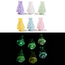 UV Plating Opaque Acrylic Pendants, Luminous, Glow in the Dark, Christmas Tree, Mixed Color, 30.5x18.5mm, Hole: 2.8mm(MACR-F080-22)