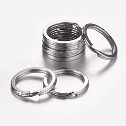 Tarnish Resistant 304 Stainless Steel Keychain Clasps, Split Key Rings, Stainless Steel Color, 32x2.5mm(X-KEYC-D049-01)