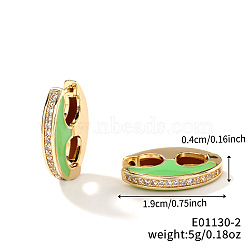 Retro Brass Enamel Hoop Earrings, Fashion Unique Personality Earrings Accessories, Golden, Green, 19x4mm(FC5314-2)