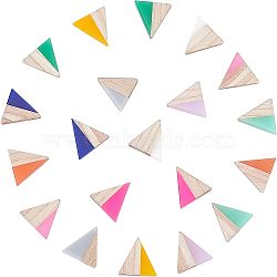 Resin & Wood Cabochons, Triangle, Mixed Color, 15x14.5x3mm, 2pcs/color, 20pcs/box(CRES-FH0001-03)