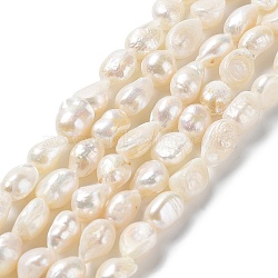 Natural Keshi Pearl Beads Strands, Cultured Freshwater Pearl, Baroque Pearls, Two Side Polished, Grade 2A, Seashell Color, 9~11x7~8x6~7mm, Hole: 0.6mm, about 35~36pcs/strand, 13.19''(33.5~34cm)(PEAR-Z002-19)