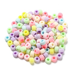 Flocky Acrylic European Beads, Large Hole Beads, Rondelle, Mixed Color, 9x6mm, Hole: 4mm(OACR-E020-06)