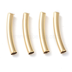 Brass Tube Beads, Long-Lasting Plated, Curved Beads, Tube, Real 24K Gold Plated, 20x3mm, Hole: 2.5mm(X-KK-Y003-90C-G)