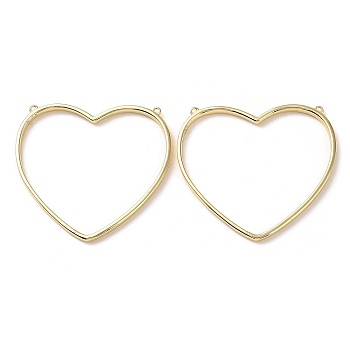 Rack Plating Brass Pendants, Cadmium Free & Lead Free, Heart Charm, Real 18K Gold Plated, 45.5x49.5x3mm, Hole: 1.2mm