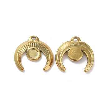 Ion Plating(IP) 304 Stainless Steel Pendant Cabochon Settings, Horn, Golden, Tray: 3.7mm, 16.5x17x2.5mm, Hole: 1.5mm