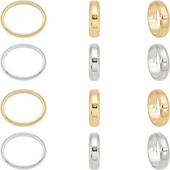 12pcs 2 Colors 304 Stainless Steel Bead Frames, Ring, Golden & Stainless Steel Color, 14x3mm, Hole: 1mm, 6pcs/color