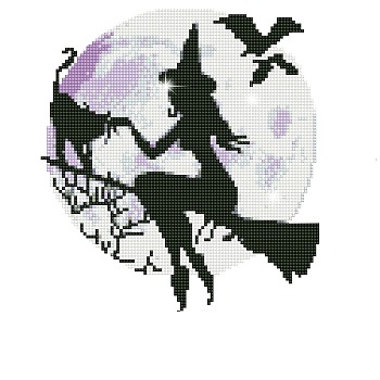 Halloween Theme DIY Diamond Painting Sticker Kits, with Resin Rhinestones, Diamond Sticky Pen, Tray Plate and Glue Clay, Witch, Black, 300x300mm