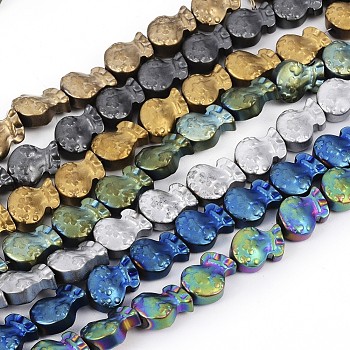 Vacuum Plating Non-magnetic Synthetic Hematite Beads Strands, Frosted, Purse, Mixed Color, 9x7x4.5mm, Hole: 1mm, about 44pcs/Strand, 15.75 inch(40cm)