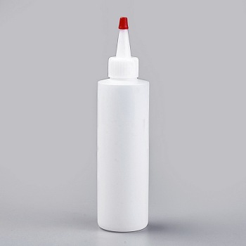 Plastic Glue Bottles, Bottle Caps Through-hole, White, 4.5x18.5cm, capacity: 180ml