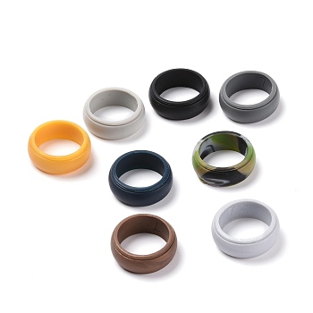 Silicone Wedding Rings, Durable Rubber Safe Band for Love, Couple, Souvenir and Outdoor Workout Gym Active Exercise Style, Mixed Color, US Size 6, Inner Diameter: 17mm, 8pcs/bag