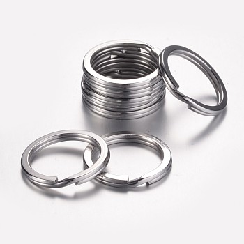 304 Stainless Steel Keychain Clasps, Split Key Rings, Stainless Steel Color, 32x2.5mm