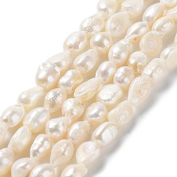 Natural Keshi Pearl Beads Strands, Cultured Freshwater Pearl, Baroque Pearls, Two Side Polished, Grade 2A, Seashell Color, 9~11x7~8x6~7mm, Hole: 0.6mm, about 35~36pcs/strand, 13.19''(33.5~34cm)