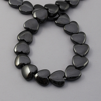Non-magnetic Synthetic Hematite Beads Strands, Grade A, Heart, Black, 6x6x3mm, Hole: 1mm