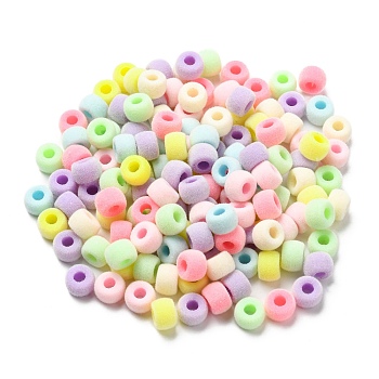 Flocky Acrylic European Beads, Large Hole Beads, Rondelle, Mixed Color, 9x6mm, Hole: 4mm