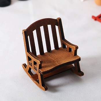 Wooden Rocking Chair Ornaments, Micro Landscape Home Dollhouse Accessories, Pretending Prop Decorations, Sienna, 58x48x65mm