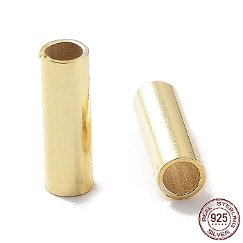 925 Sterling Silver Spacer Tube Beads, Column, Golden, 6x2mm, Hole: 1.5mm, about 146pcs(10g)/bag