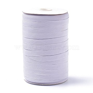(Defective Closeout Sale: Yellowing & Spool Go Mouldy), Flat Elastic Band, Braided Stretch Strap Cord Roll for Sewing Crafting and Mask Making, White, 12mm, about 100yards/roll(300 feet/roll)(SRIB-XCP0001-10C-W)