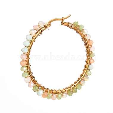 Glass Faceted Round Beads Hoop Earrings(EJEW-JE04599)-5