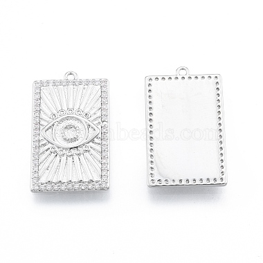 Real Platinum Plated Clear Rectangle Brass Pendants