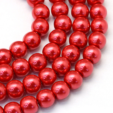 8mm Crimson Round Glass Beads