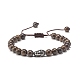 Round Natural Gemstone Braided Bead Bracelet with Buddha Head(BJEW-JB07640)-3