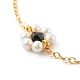 Shell Pearl & Acrylic Beads Flower Link Bracelets(X1-BJEW-TA00003-05)-4