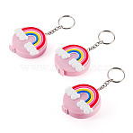 3Pcs Plastic Mini Tape Measure Pendant Keychain, for Car Key Bag Accessories, Platinum, Rainbow, 110mm(KEYC-TADJ0001-04)
