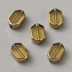 Glass Beads, Edge Plated, Rectangle, Yellow, 10x6.5x3mm, Hole: 1mm, 5pcs/bag(GLAA-WH20002-14B)