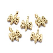 Brass Counter Clips, Buddhist Jewelry Findings, Long-Lasting Plated, Chinese Knot, Golden, 15x23.5mm, Hole: 4.5mm(KK-F800-35G)